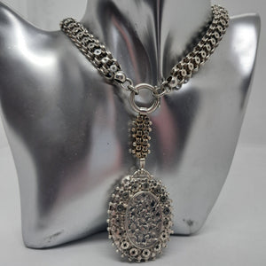 Antique Sterling Silver Locket and Book Chain