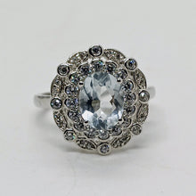 Load image into Gallery viewer, Sterling Silver Light Green Quartz and CZ Ring
