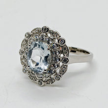 Load image into Gallery viewer, Sterling Silver Light Green Quartz and CZ Ring
