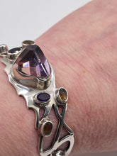 Load image into Gallery viewer, Vintage Sterling Silver Ametrine Amethyst and Citrine Bracelet
