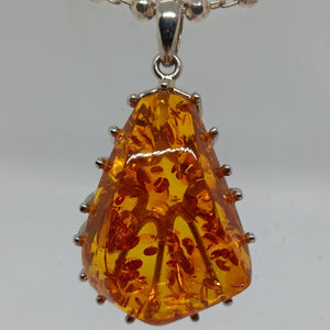 Sterling Silver Large Amber Pendant