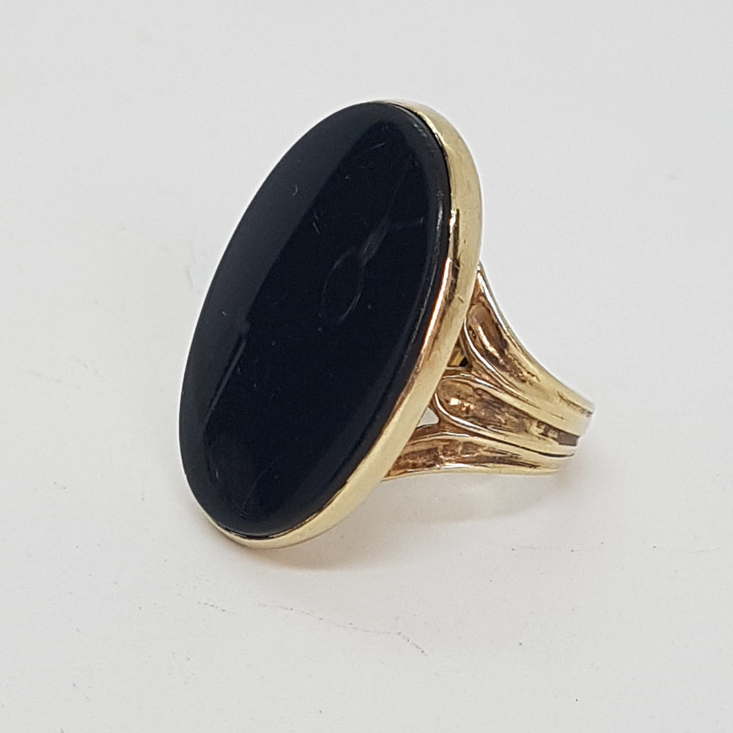 Vintage 9ct Gold Black Onyx Uni-Sex Ring