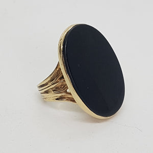 Vintage 9ct Gold Black Onyx Uni-Sex Ring