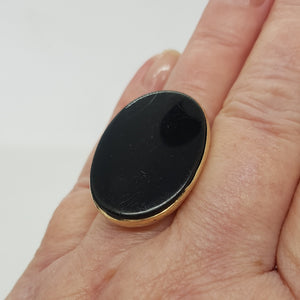 Vintage 9ct Gold Black Onyx Uni-Sex Ring