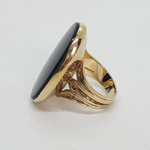 Vintage 9ct Gold Black Onyx Uni-Sex Ring