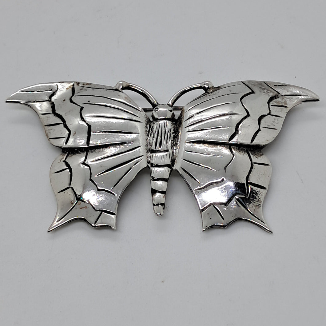 Antique Sterling Silver Butterfly Brooch