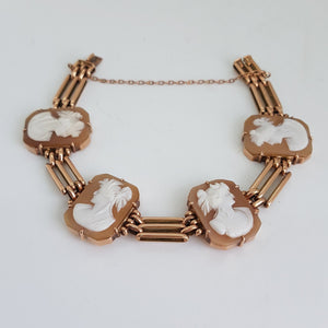 Antique 9ct Rose Gold Shell Cameo Bracelet