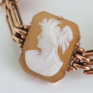 Antique 9ct Rose Gold Shell Cameo Bracelet