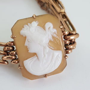 Antique 9ct Rose Gold Shell Cameo Bracelet