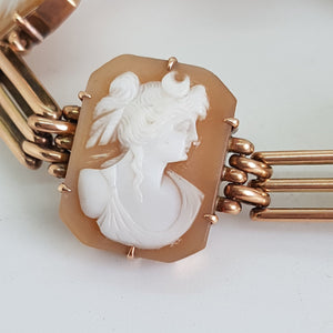 Antique 9ct Rose Gold Shell Cameo Bracelet