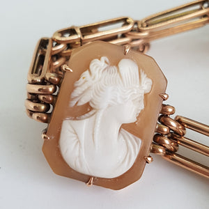 Antique 9ct Rose Gold Shell Cameo Bracelet