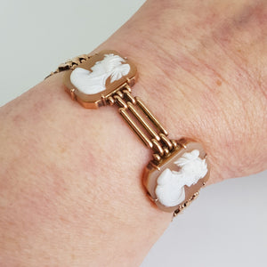 Antique 9ct Rose Gold Shell Cameo Bracelet