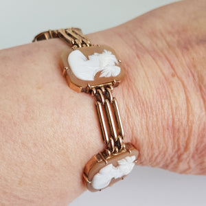 Antique 9ct Rose Gold Shell Cameo Bracelet