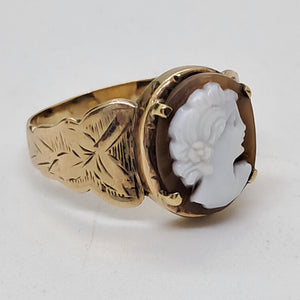 Antique 9ct Gold Shell Cameo Ring