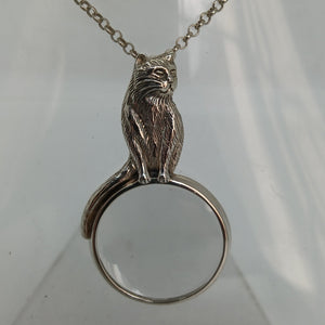 Sterling Silver Cat Magnifying Pendant and Chain