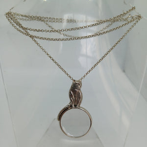 Sterling Silver Cat Magnifying Pendant and Chain