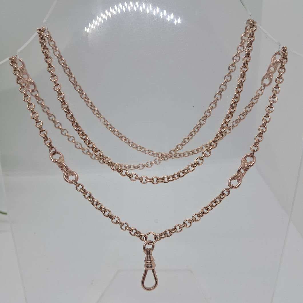 9ct Rose Gold Long Fancy Belcher Chain