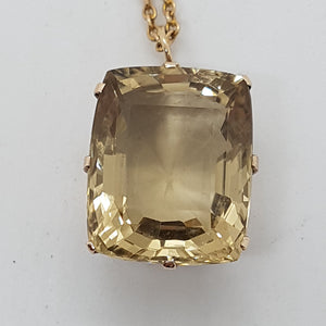 9ct Gold Large Citrine Pendant