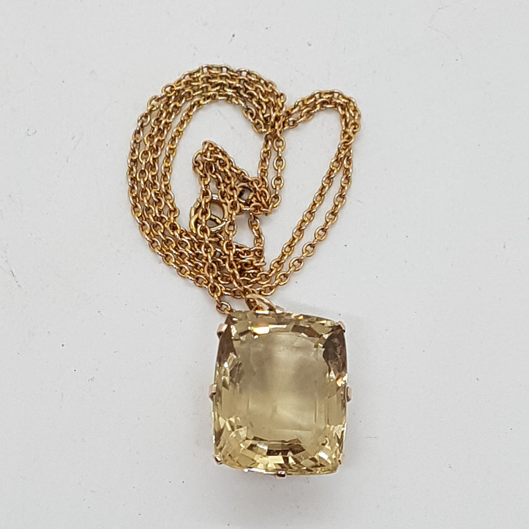 9ct Gold Large Citrine Pendant