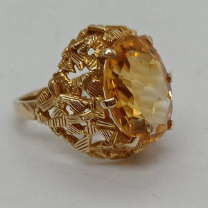 Vintage 9ct Gold Citrine Cocktail Ring