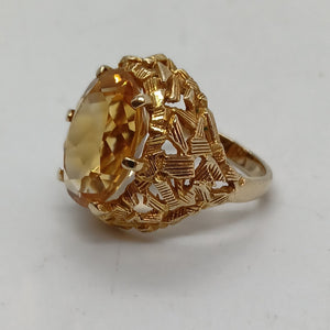 Vintage 9ct Gold Citrine Cocktail Ring