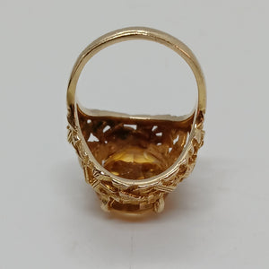 Vintage 9ct Gold Citrine Cocktail Ring