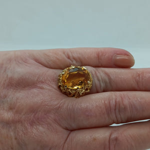 Vintage 9ct Gold Citrine Cocktail Ring