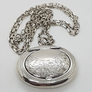 Antique Compact Locket and Chain Pendant