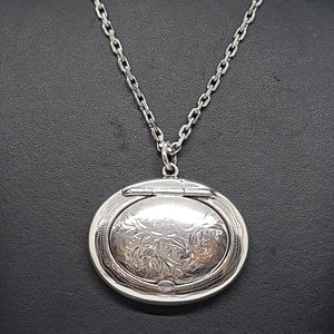 Antique Compact Locket and Chain Pendant