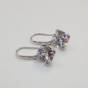 Sterling Silver White CZ Drop Earrings