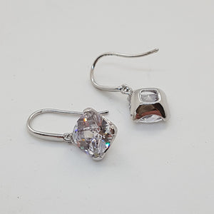 Sterling Silver White CZ Drop Earrings