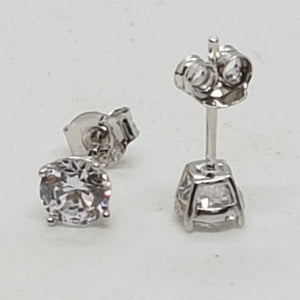 Sterling Silver White CZ Stud Earrings