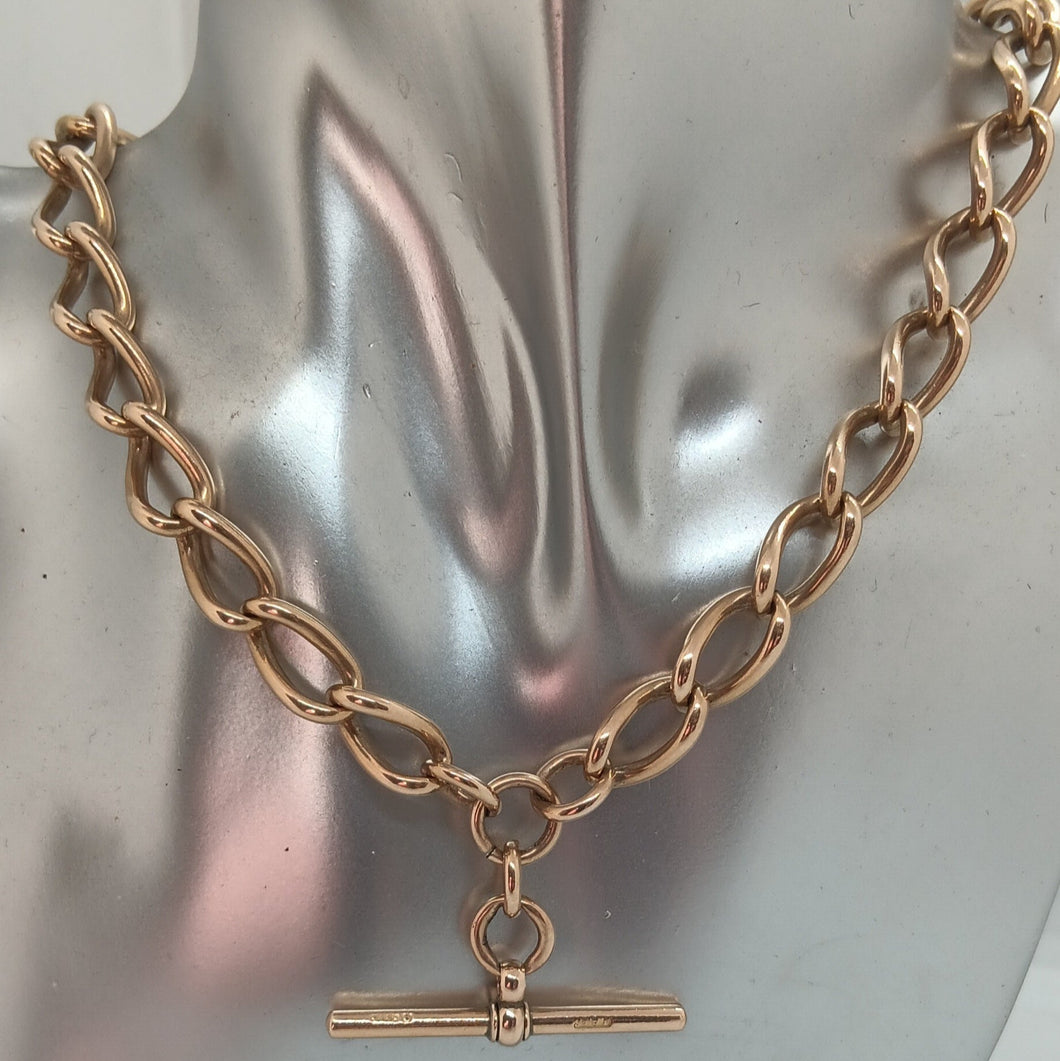 Antique 9ct Gold Fancy Link Double Albert Necklace