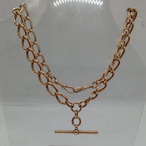 Antique 9ct Gold Fancy Link Double Albert Necklace