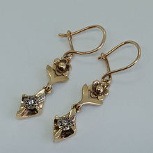 Load image into Gallery viewer, Vintage 9ct Gold Diamond Drop Earrings
