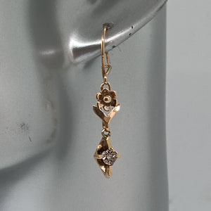 Vintage 9ct Gold Diamond Drop Earrings