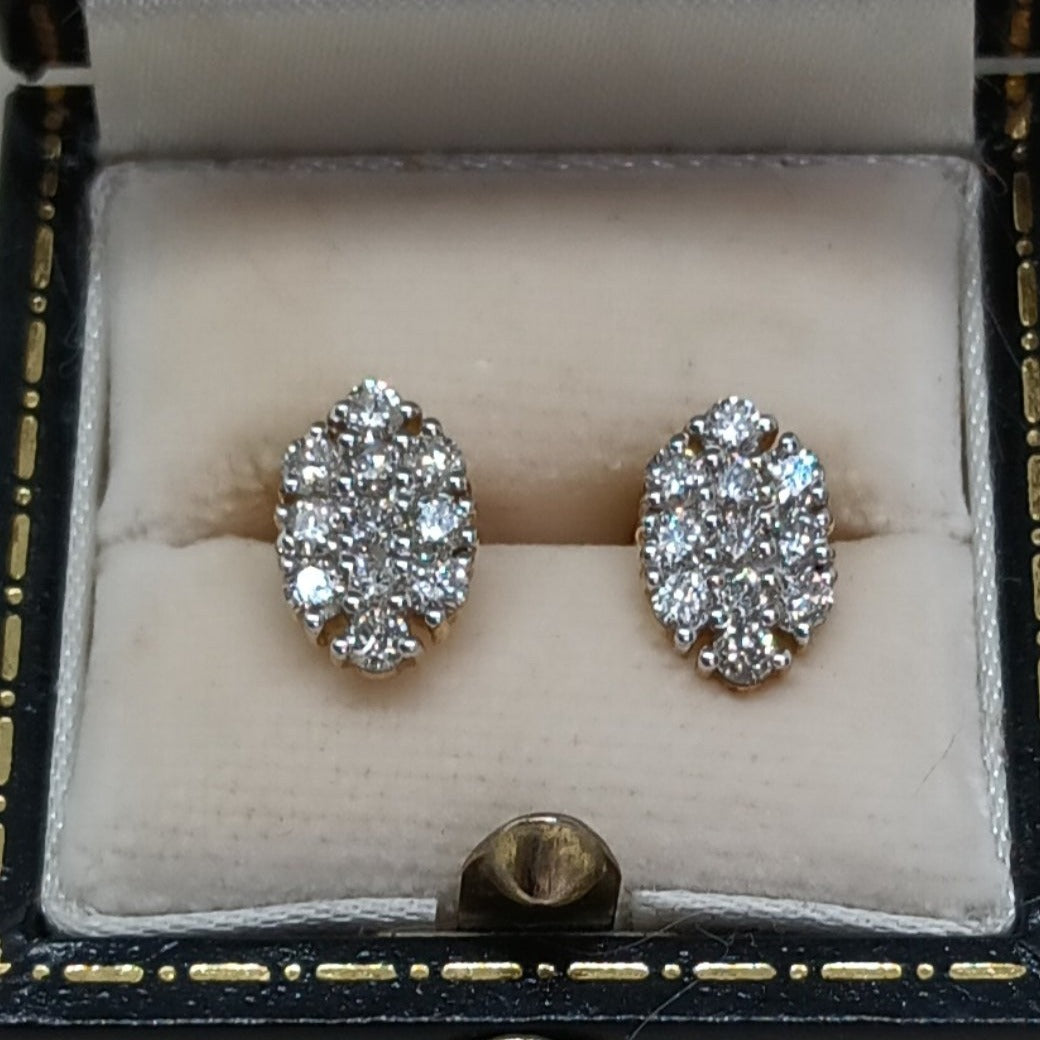 9ct Gold Diamond Cluster Earrings