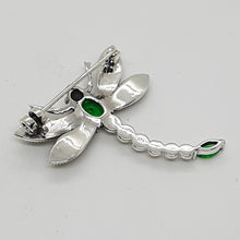 Load image into Gallery viewer, Sterling Silver Green Stone Marcasite Dragonfly Brooch
