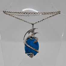 Load image into Gallery viewer, Vintage Sterling Silver Dragon and Turquoise Pendant.
