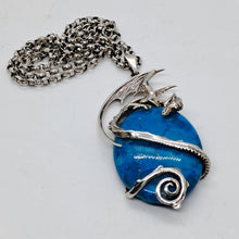 Load image into Gallery viewer, Vintage Sterling Silver Dragon and Turquoise Pendant.

