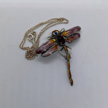 Load image into Gallery viewer, Antique Sterling Silver Enamel Garnet Dragonfly Pendant
