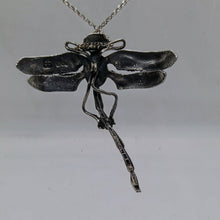 Load image into Gallery viewer, Antique Sterling Silver Enamel Garnet Dragonfly Pendant
