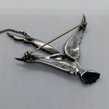 Load image into Gallery viewer, Antique Sterling Silver Enamel Marcasite Mallard Duck Brooch
