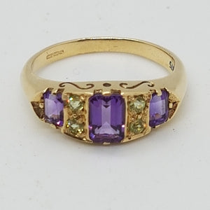 9ct Gold Amethyst and Peridot Ring