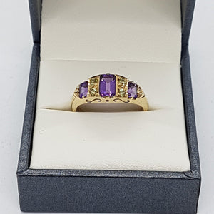 9ct Gold Amethyst and Peridot Ring