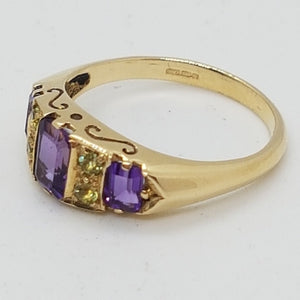 9ct Gold Amethyst and Peridot Ring