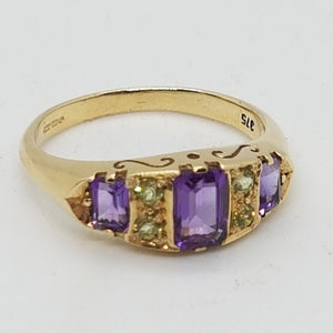 9ct Gold Amethyst and Peridot Ring