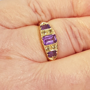 9ct Gold Amethyst and Peridot Ring