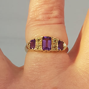 9ct Gold Amethyst and Peridot Ring