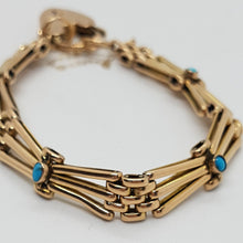 Load image into Gallery viewer, Antique 15ct Gold Turquoise Bracelet
